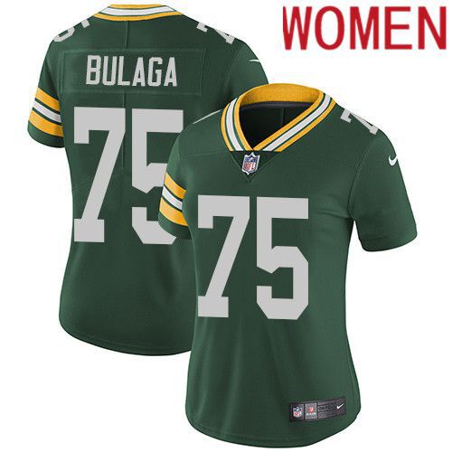 Women Green Bay Packers 75 Bryan Bulaga Green Nike Vapor Limited NFL Jersey